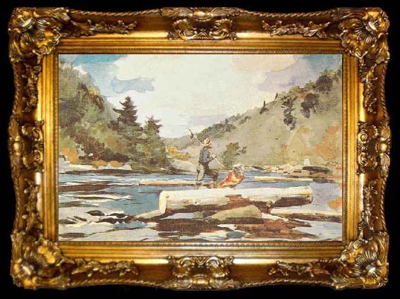 framed  Winslow Homer Hudson River, Logging, ta009-2